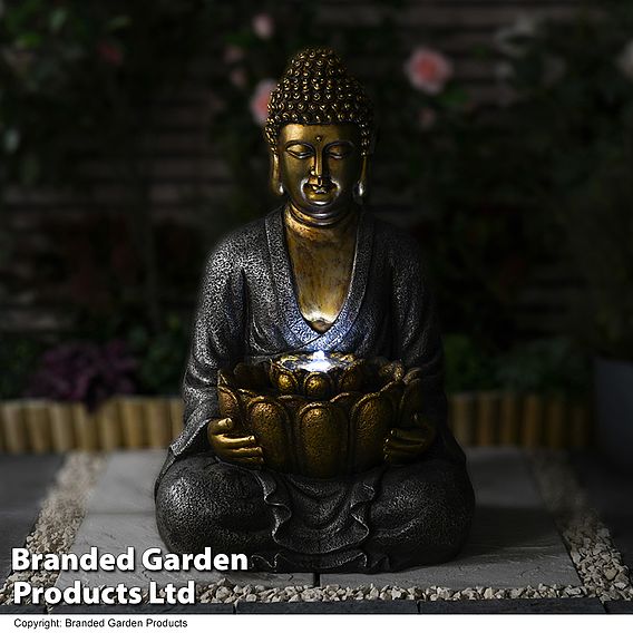 Large Gold Effect Sitting Buddha Water Feature